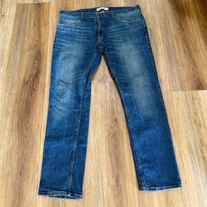 True Craft Jeans Mens 36x32 Blue Denim Pants Dark Wash Slim Fit Commute Office